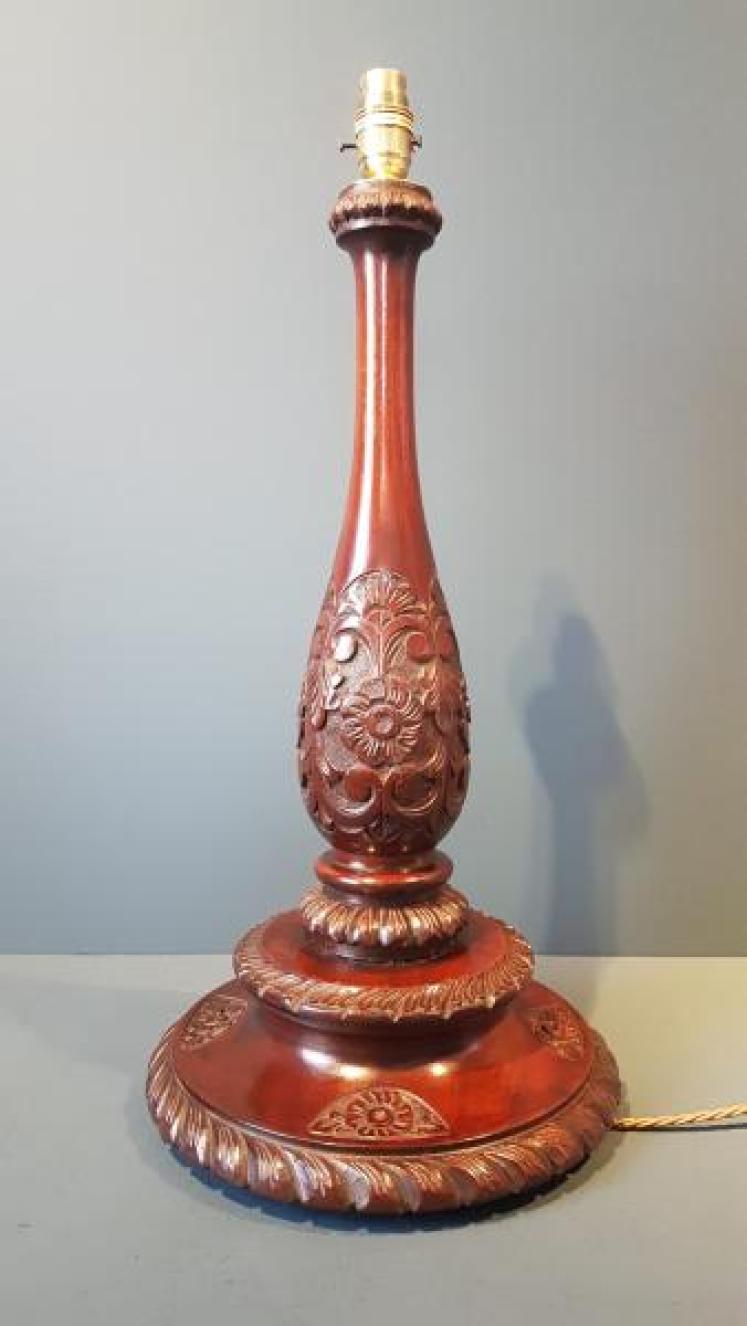 Large Edwardian Mahogany Table Lamp  - Image 4
