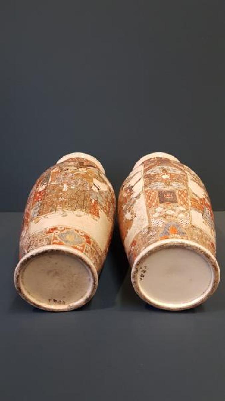 Impressive Pair of Large Victorian Satsuma Vases - Image 2