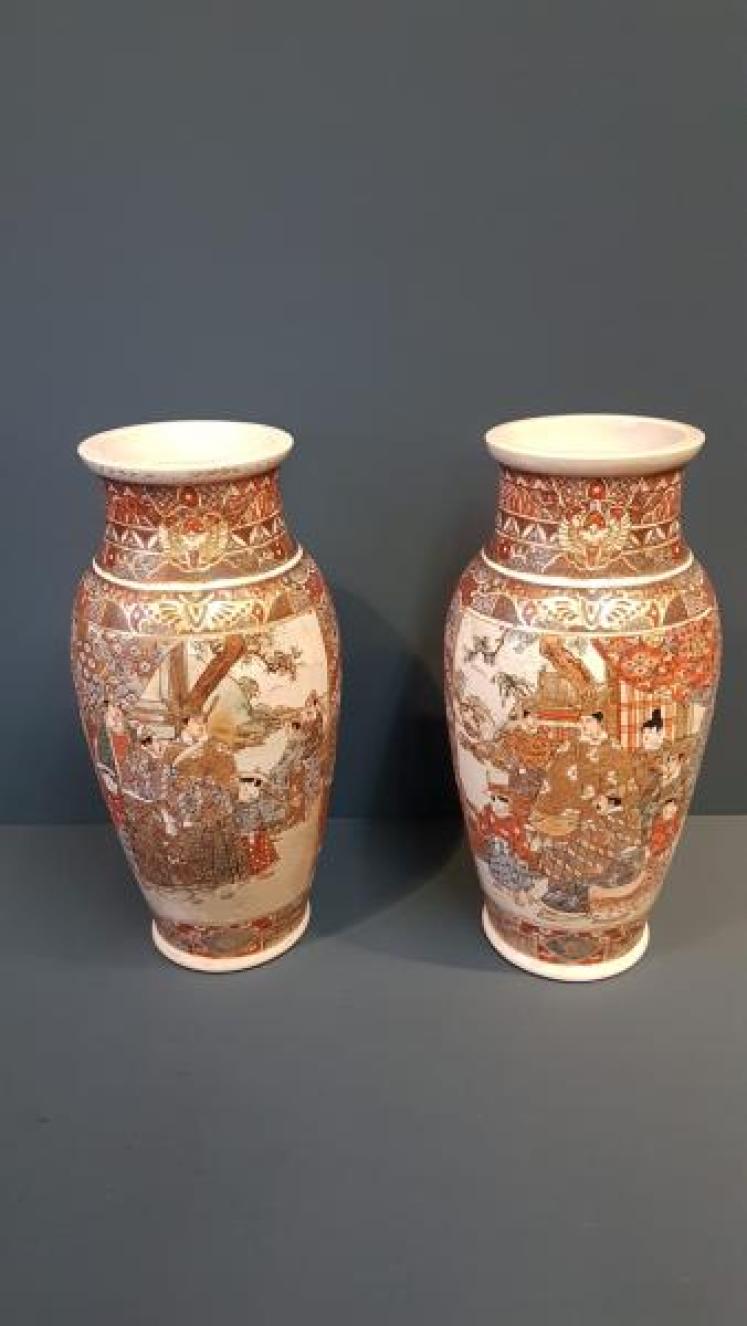 Impressive Pair of Large Victorian Satsuma Vases - Image 7