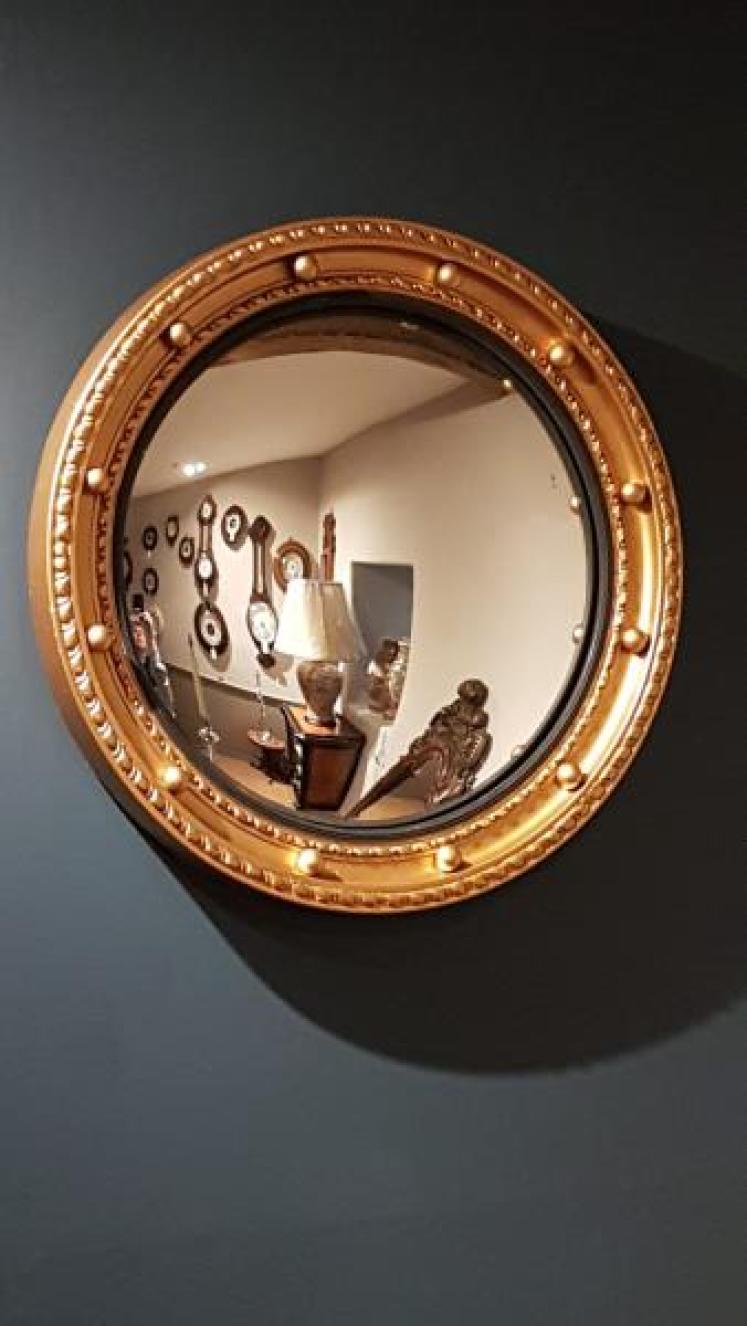 1920's Timber Gilt Convex Mirror  - Image 3