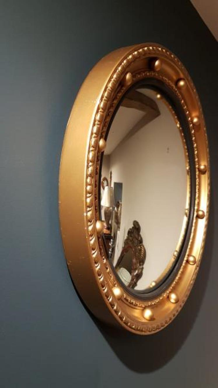 1920's Timber Gilt Convex Mirror  - Image 5