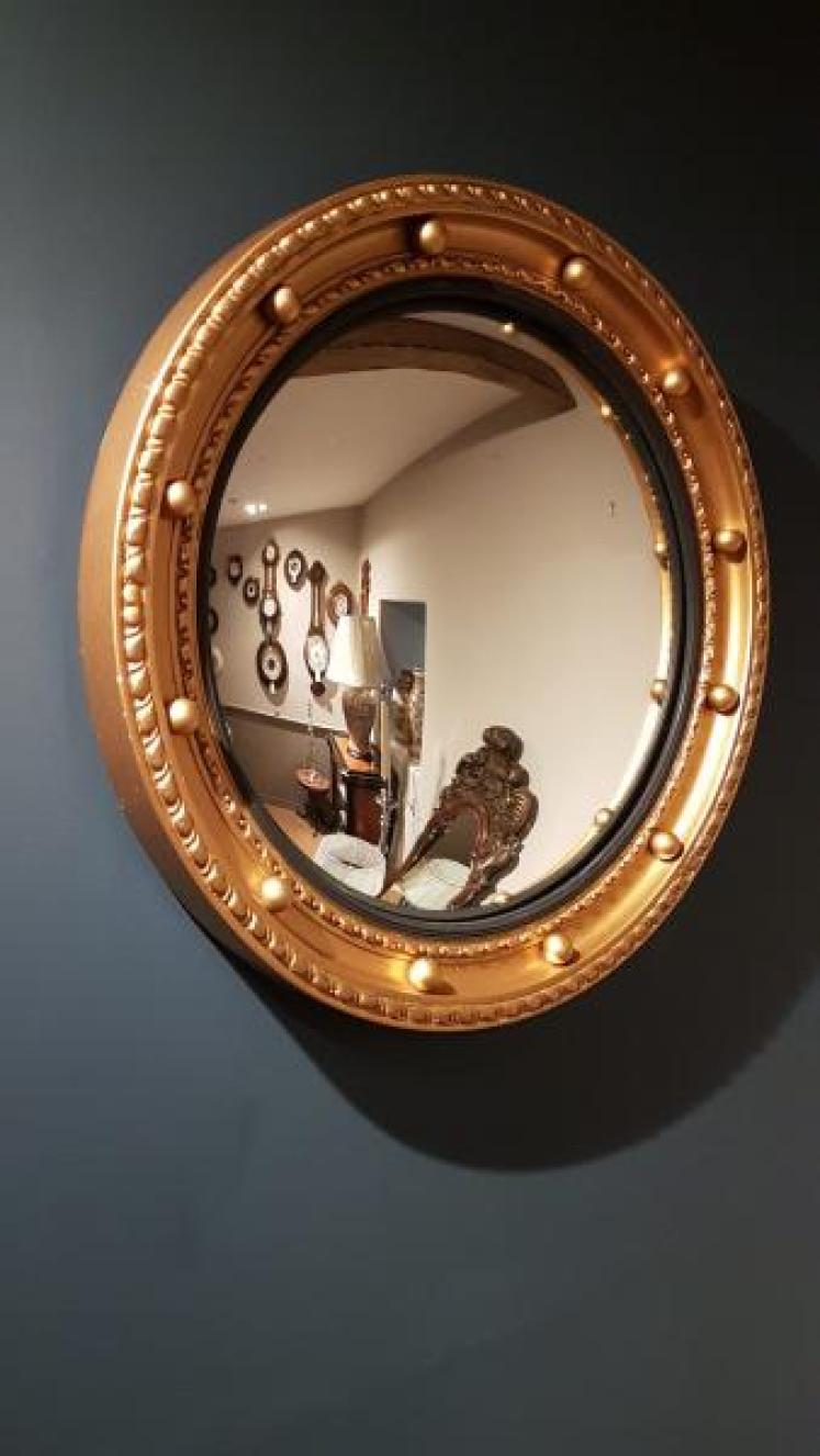 1920's Timber Gilt Convex Mirror  - Image 6