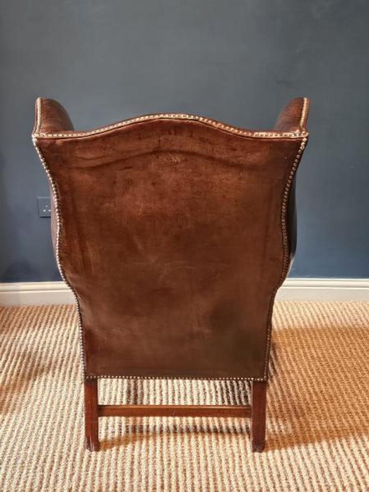 Edwardian Leather Wing Chair - Image 3