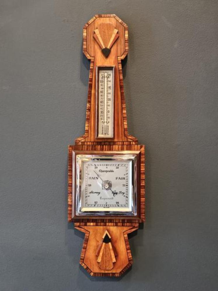 Art Deco Walnut Inlaid Banjo Barometer - Image 1