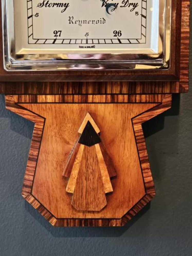 Art Deco Walnut Inlaid Banjo Barometer - Image 5