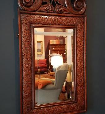 Victorian Carved Oak Mirror