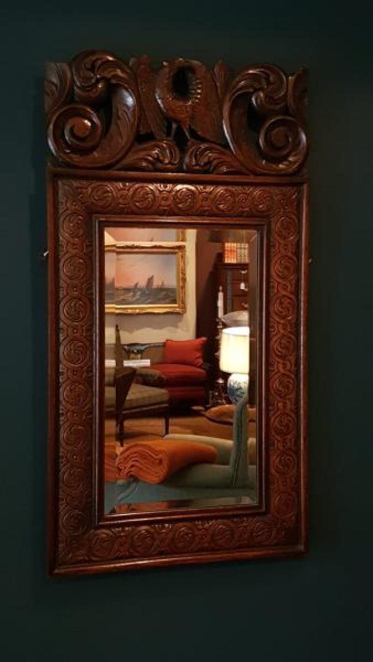 Victorian Carved Oak Mirror - Image 2