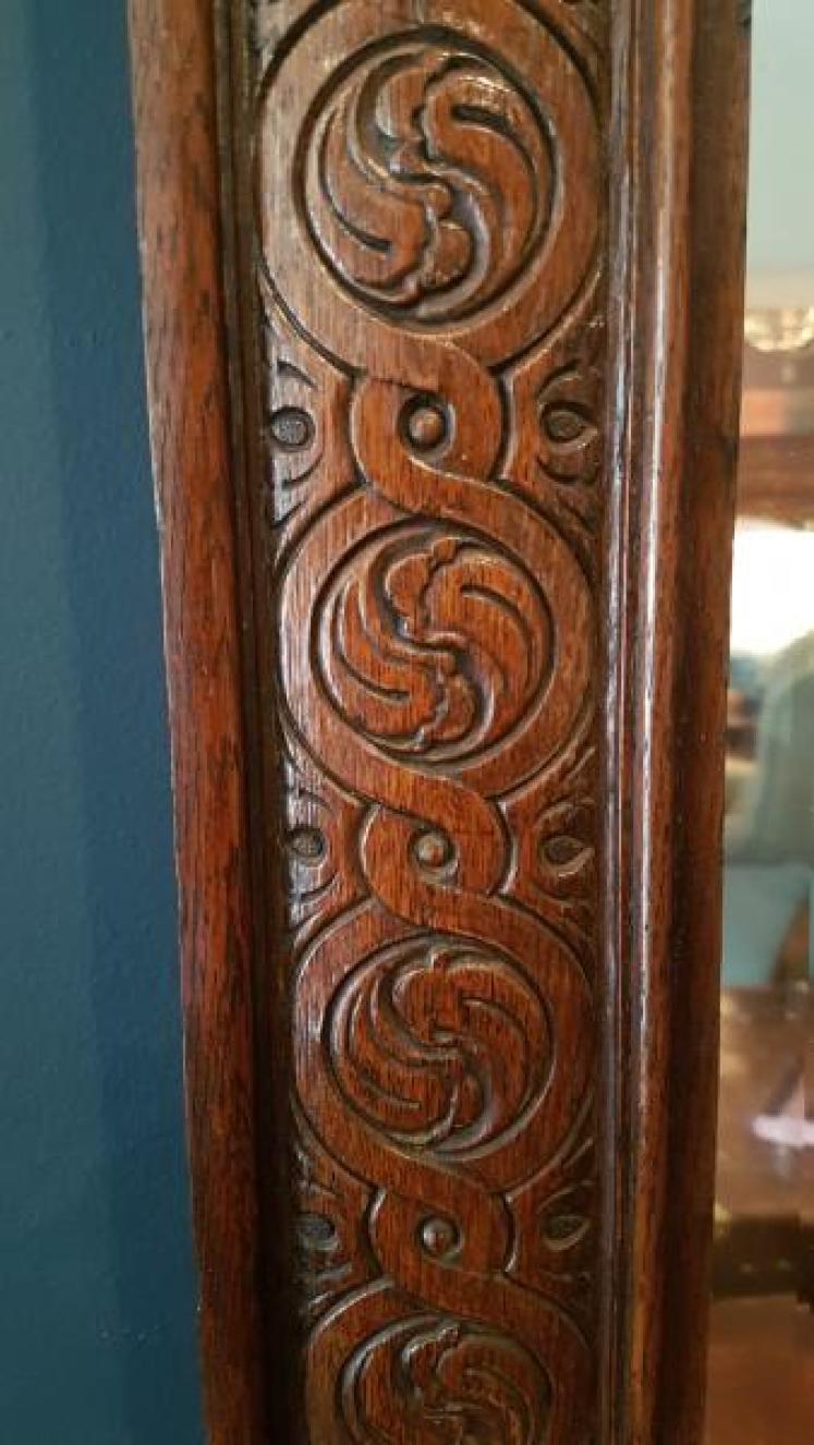 Victorian Carved Oak Mirror - Image 4