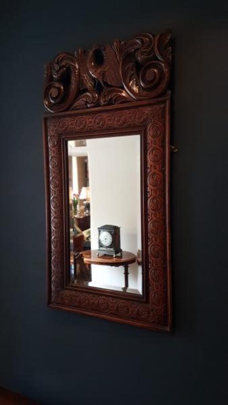 Victorian Carved Oak Mirror - Image 6