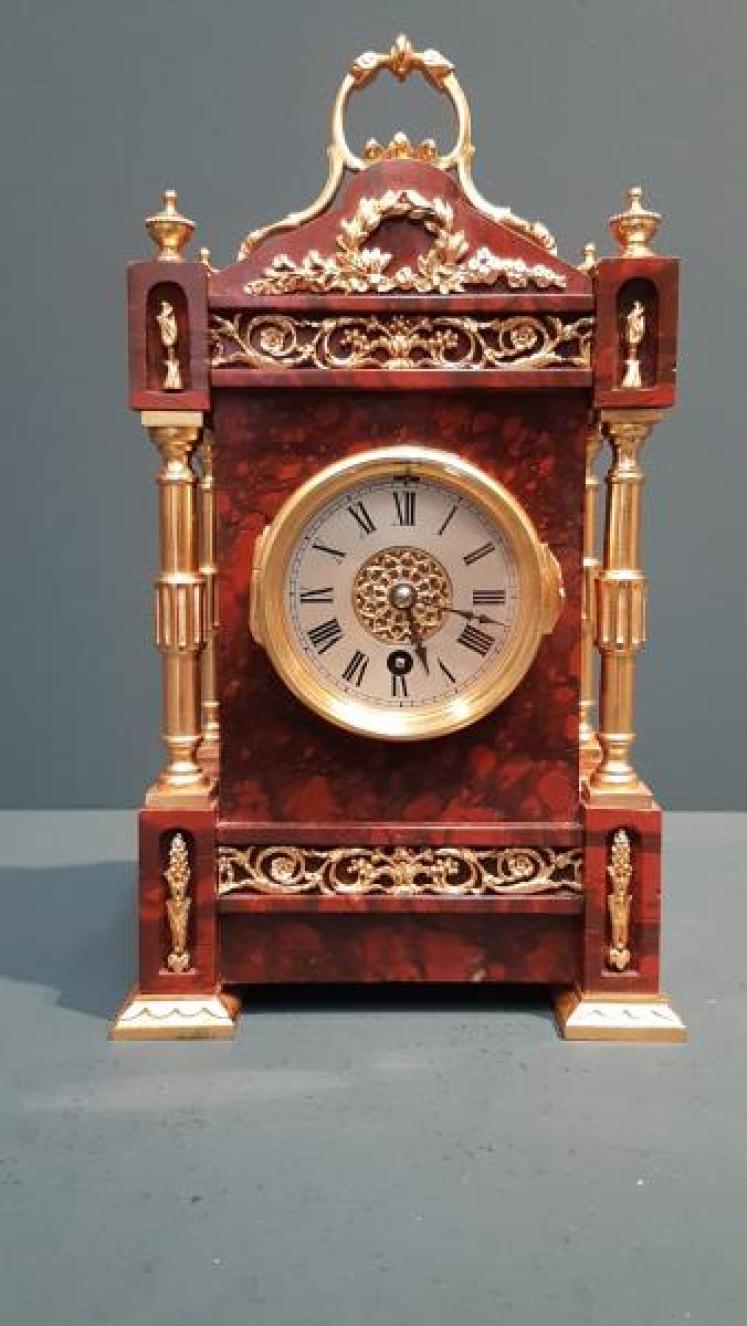  Victorian French Marble & Ormolu Mantel Clock - Image 1