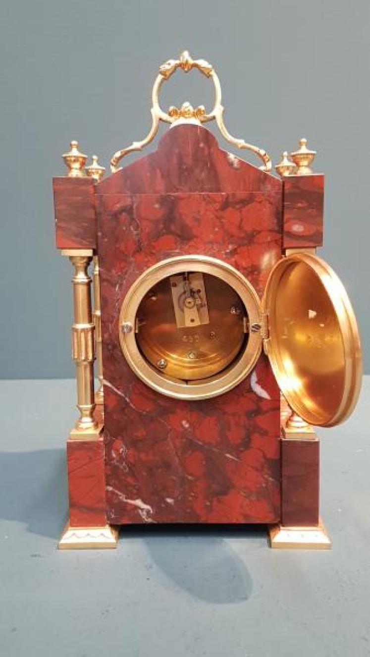  Victorian French Marble & Ormolu Mantel Clock - Image 3