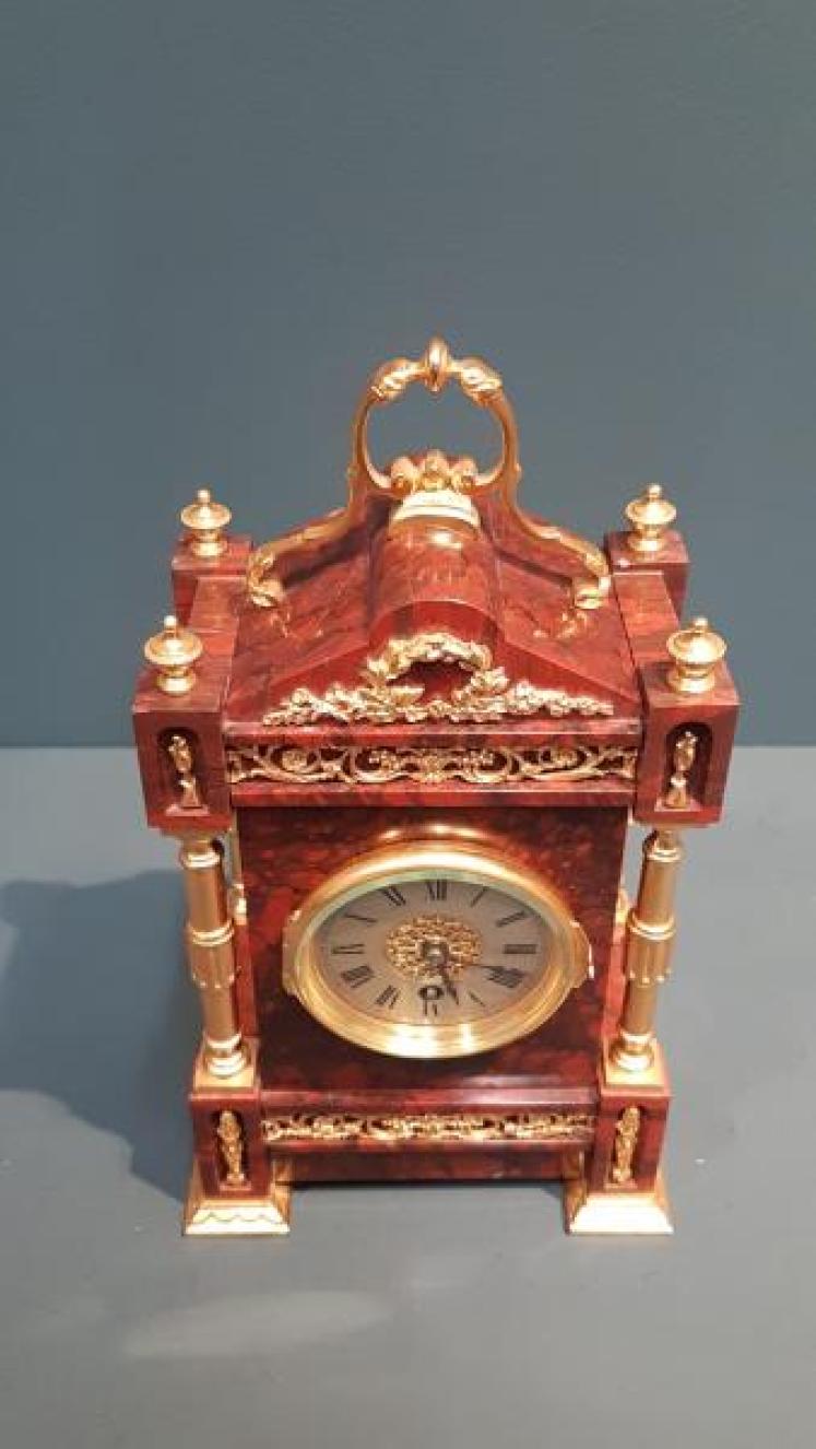  Victorian French Marble & Ormolu Mantel Clock - Image 5