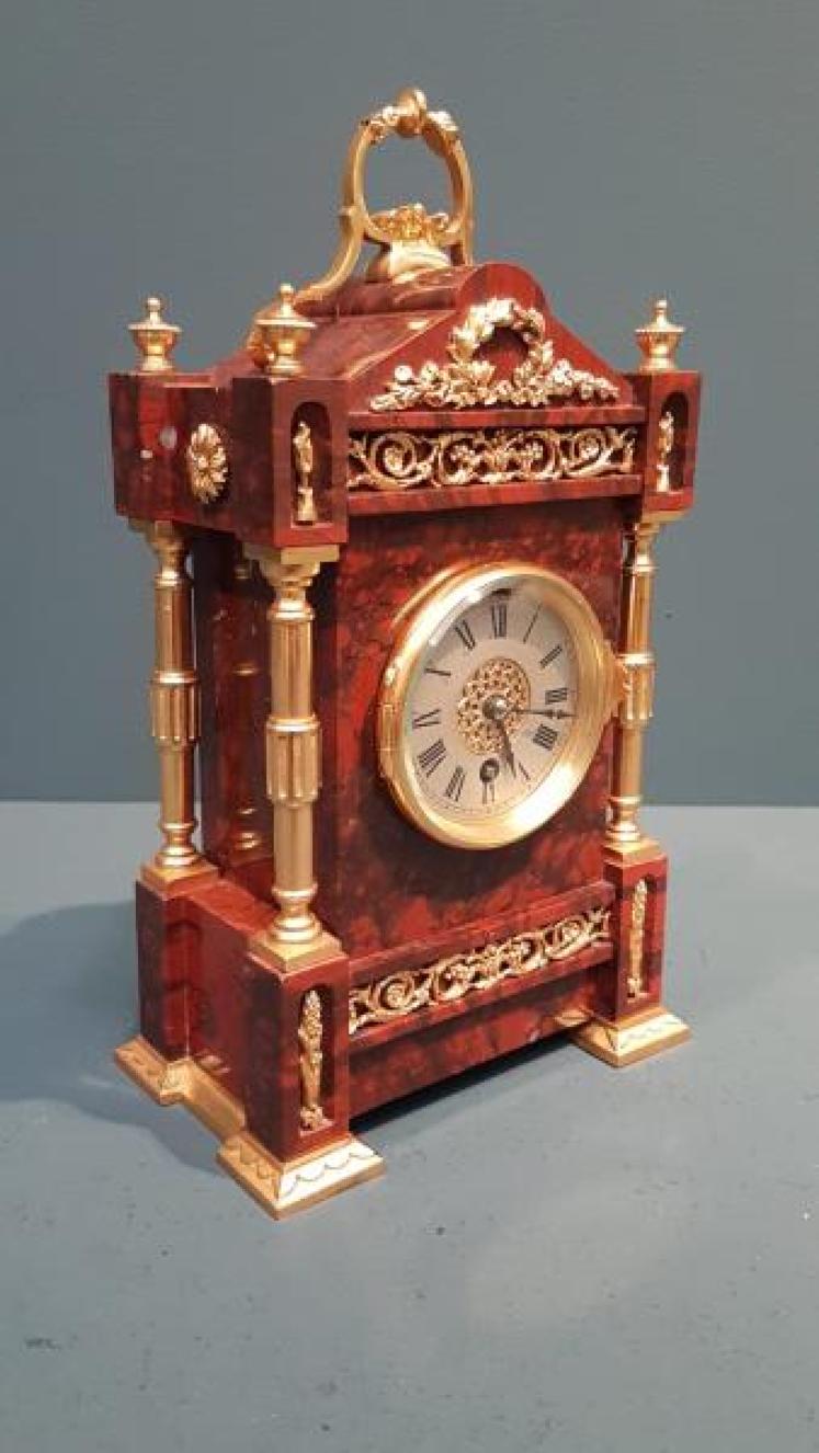  Victorian French Marble & Ormolu Mantel Clock - Image 6