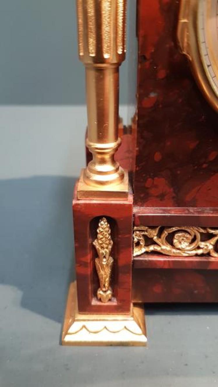  Victorian French Marble & Ormolu Mantel Clock - Image 7