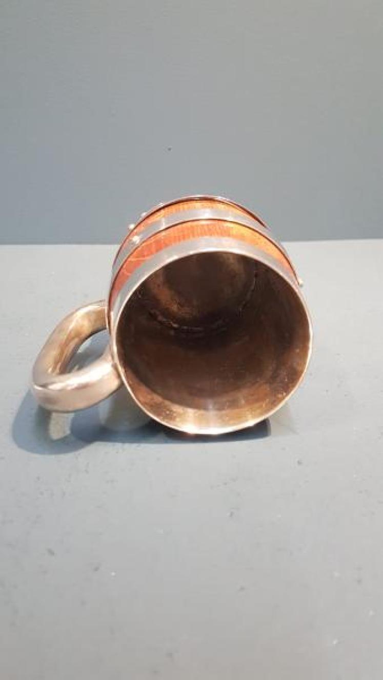 Victorian Oak and Silver Plated Tankard - Image 2