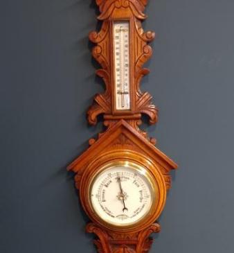 Victorian Polished Golden Oak Banjo Barometer