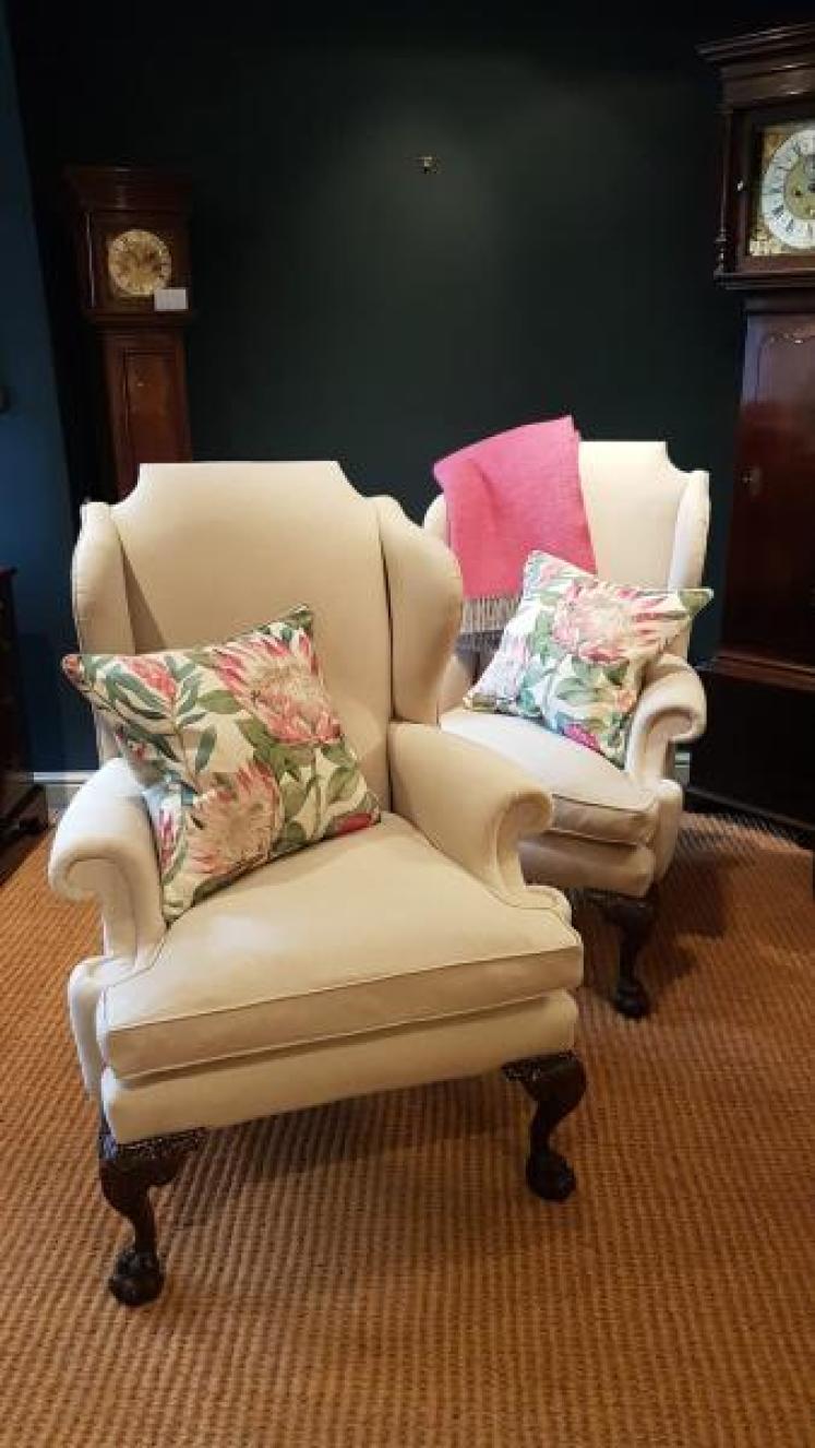 Pair of Victorian Wing Back Arm Chairs - Image 1