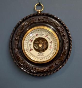 Victorian Ebony Cased Aneroid Barometer