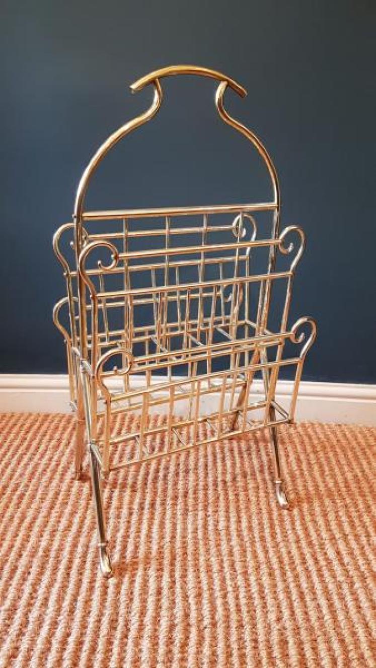 Superb Large Edwardian Brass Magazine and Paper Rack - Image 1