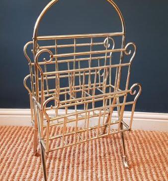 Superb Large Edwardian Brass Magazine and Paper Rack