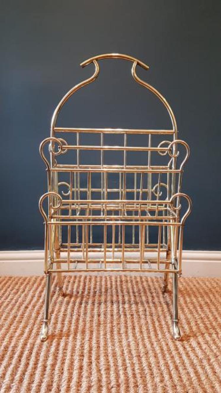 Superb Large Edwardian Brass Magazine and Paper Rack - Image 2