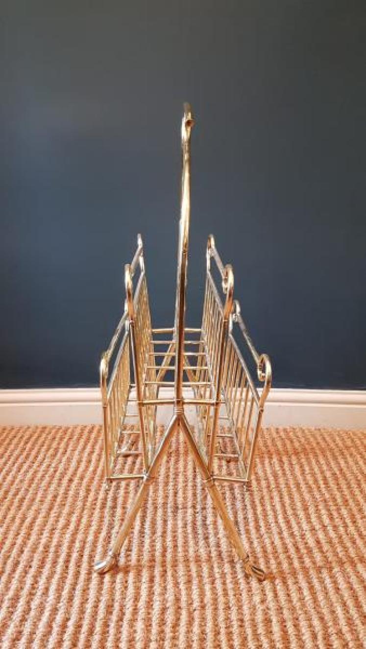 Superb Large Edwardian Brass Magazine and Paper Rack - Image 6
