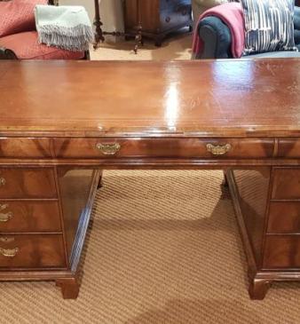 Outstanding Edwardian Walnut Partners Desk 