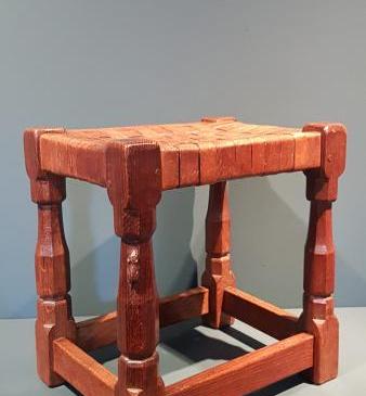 1940's Mouseman Leather Top Stool