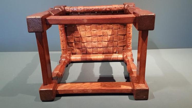 1940's Mouseman Leather Top Stool - Image 2