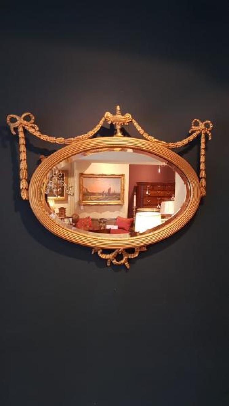 Pair of Victorian Oval Gilt Mirrors - Image 6