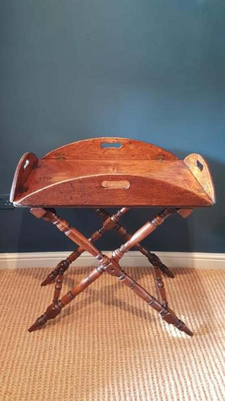 Victorian Country House Oak Drop Side Butlers Tray and Stand - Image 1