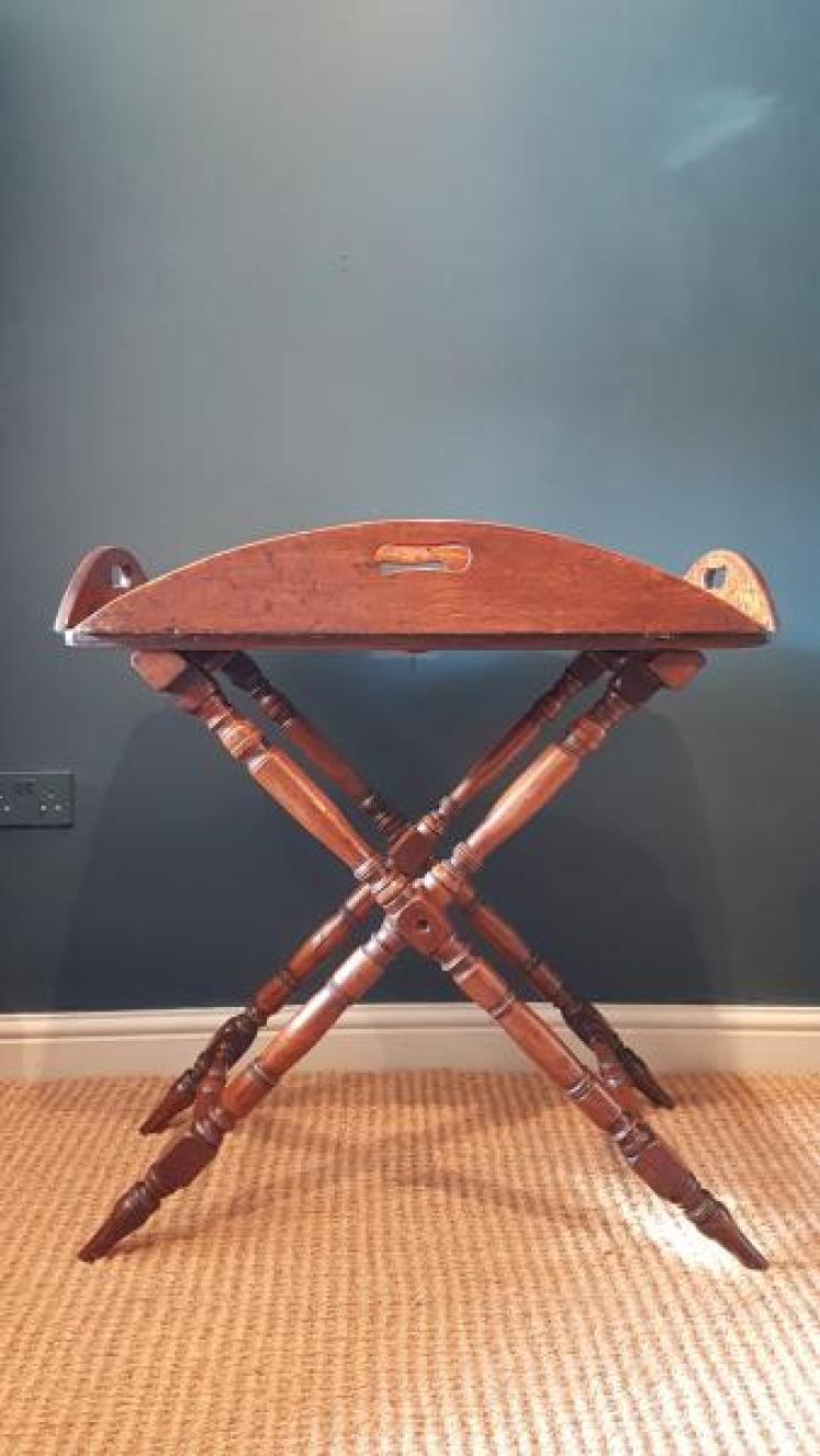 Victorian Country House Oak Drop Side Butlers Tray and Stand - Image 2