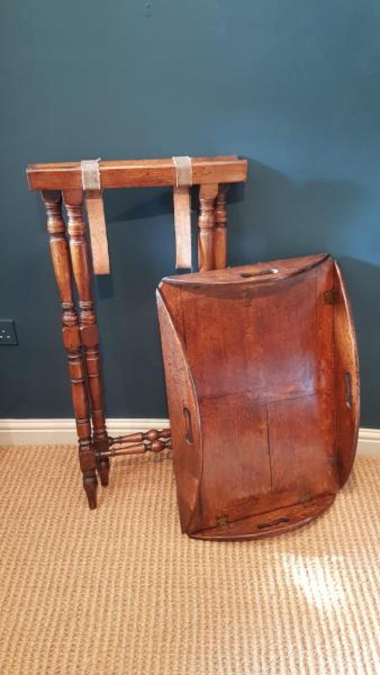 Victorian Country House Oak Drop Side Butlers Tray and Stand - Image 5