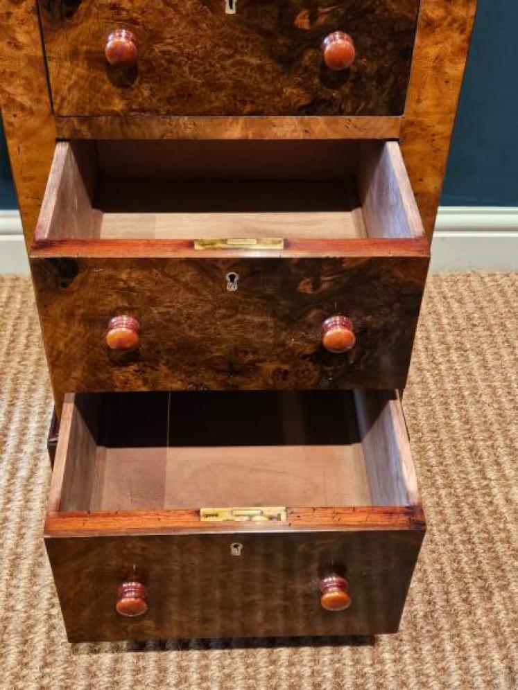 Matching Pair of Victorian Burr Walnut Bedside Chests - Image 3