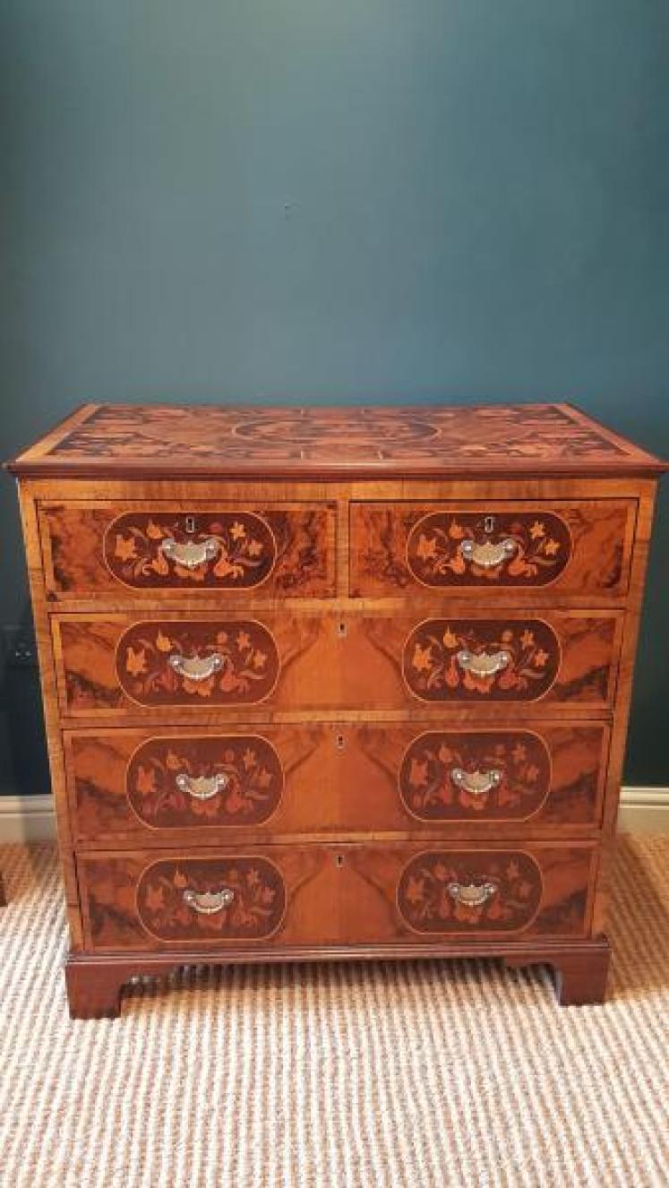 Victorian Walnut Marquetry Chest - Image 1