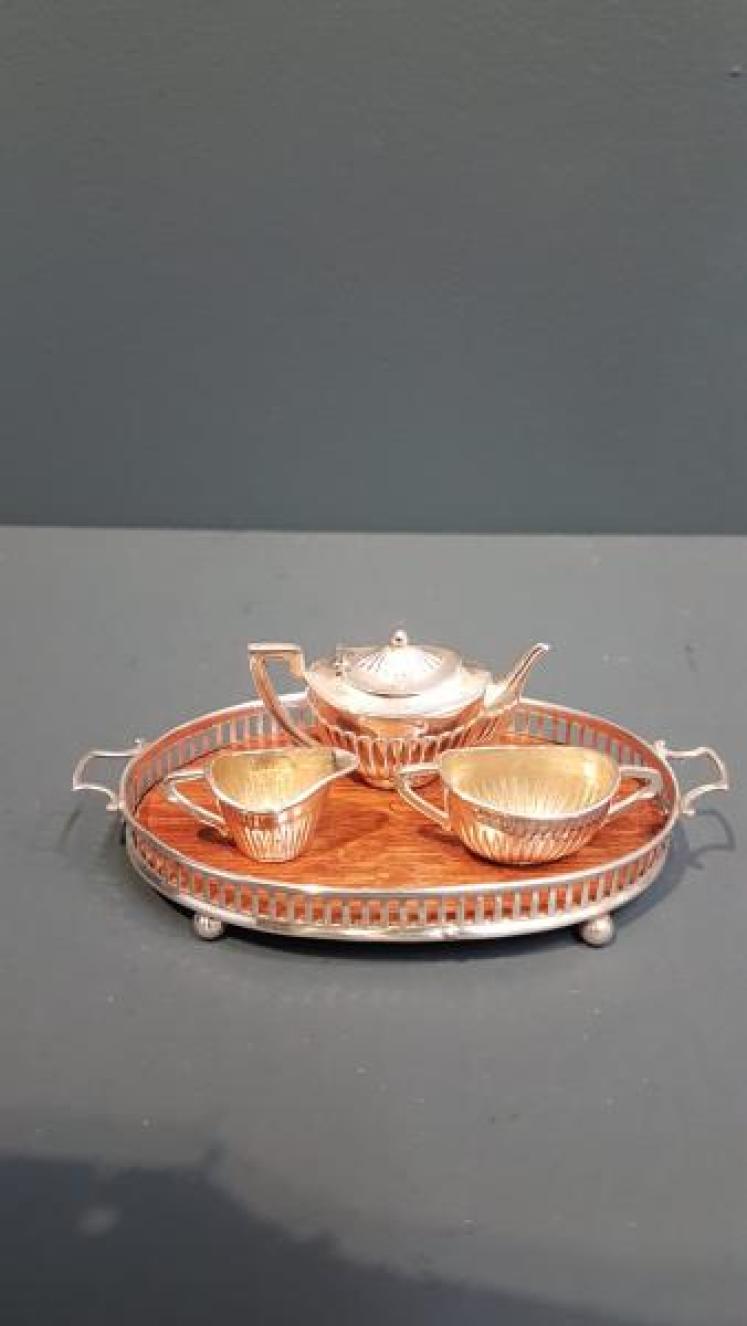 Rare Edwardian Miniature Silver Tea Set by Levi & Salaman - Image 1