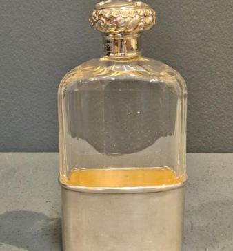 Victorian Silver and Cut Crystal Hip Flask 