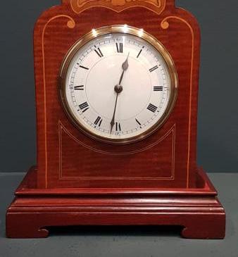 Superb Shell Inlaid Swept Top Edwardian Mantel Clock 
