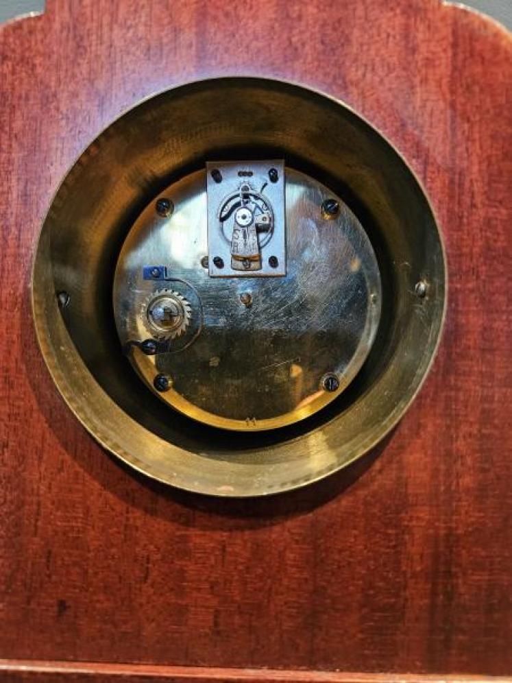 Superb Shell Inlaid Swept Top Edwardian Mantel Clock  - Image 5