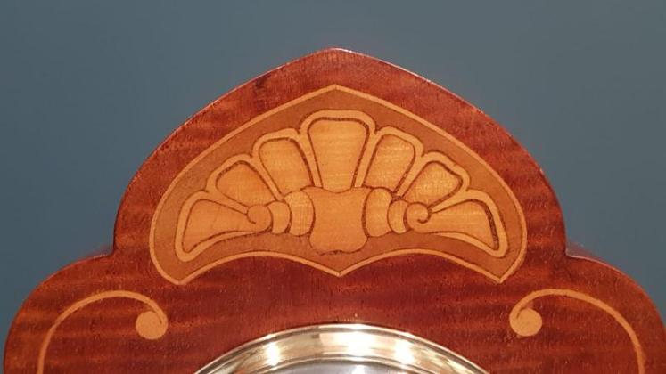 Superb Shell Inlaid Swept Top Edwardian Mantel Clock  - Image 6