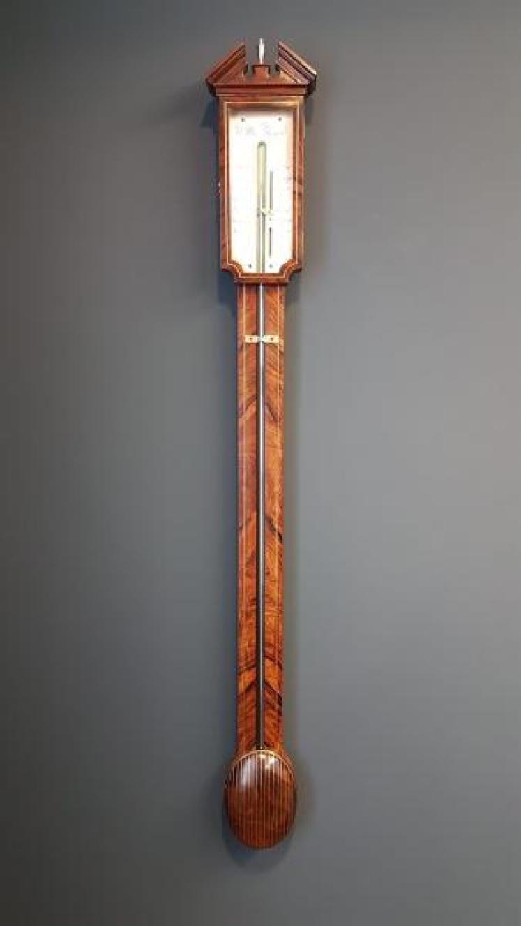 Superb Regency Figured Rosewood Stick Barometer - Image 1