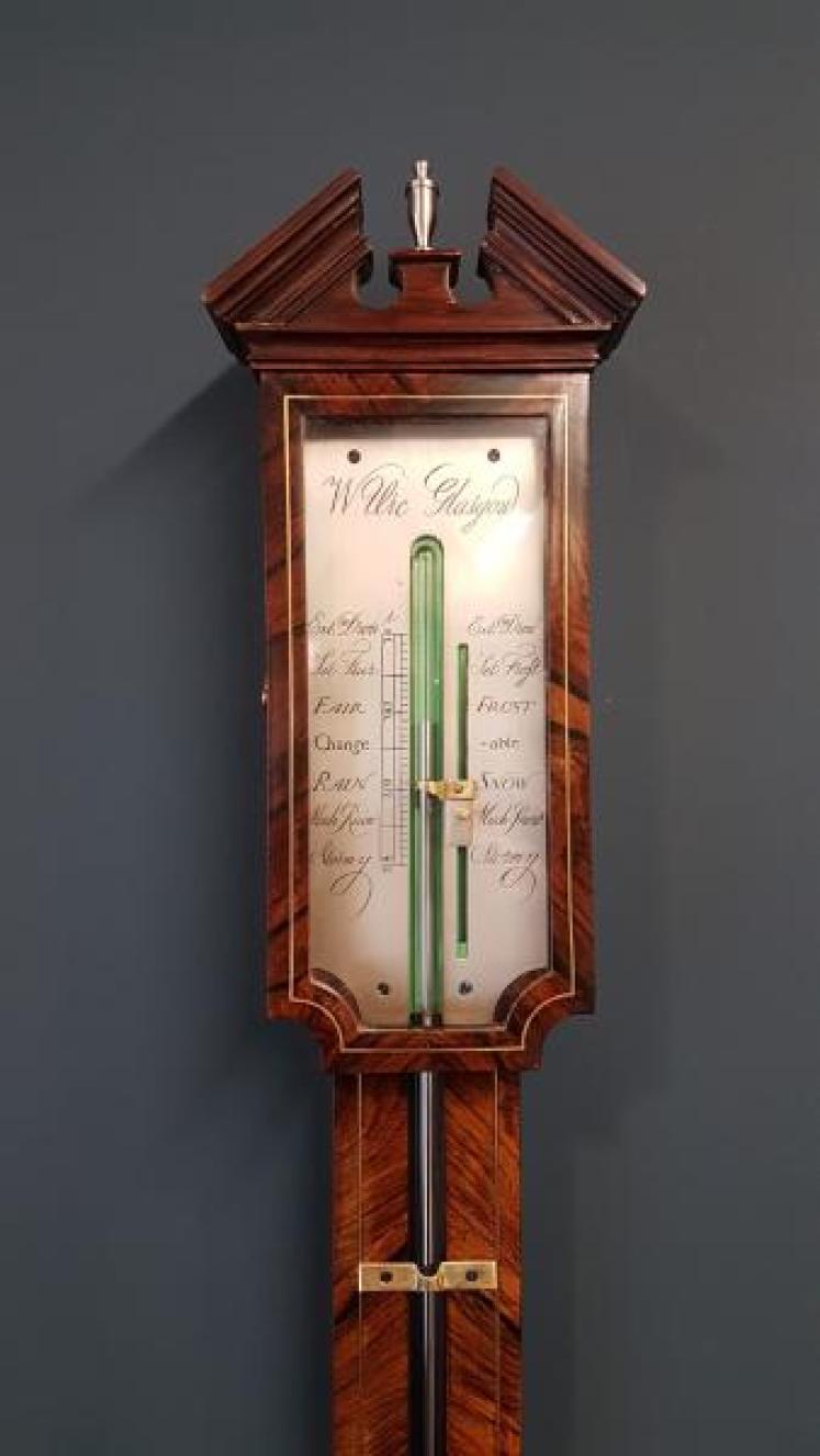 Superb Regency Figured Rosewood Stick Barometer - Image 2
