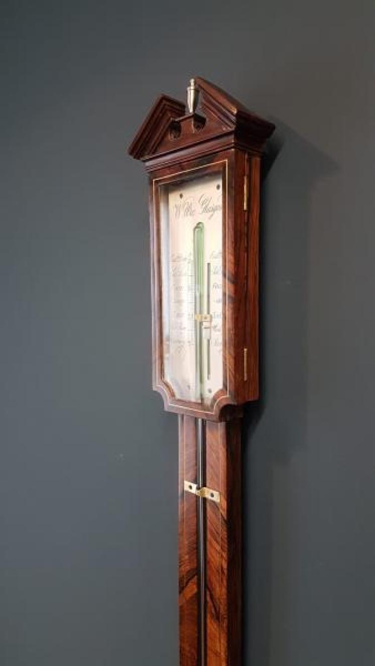 Superb Regency Figured Rosewood Stick Barometer - Image 3