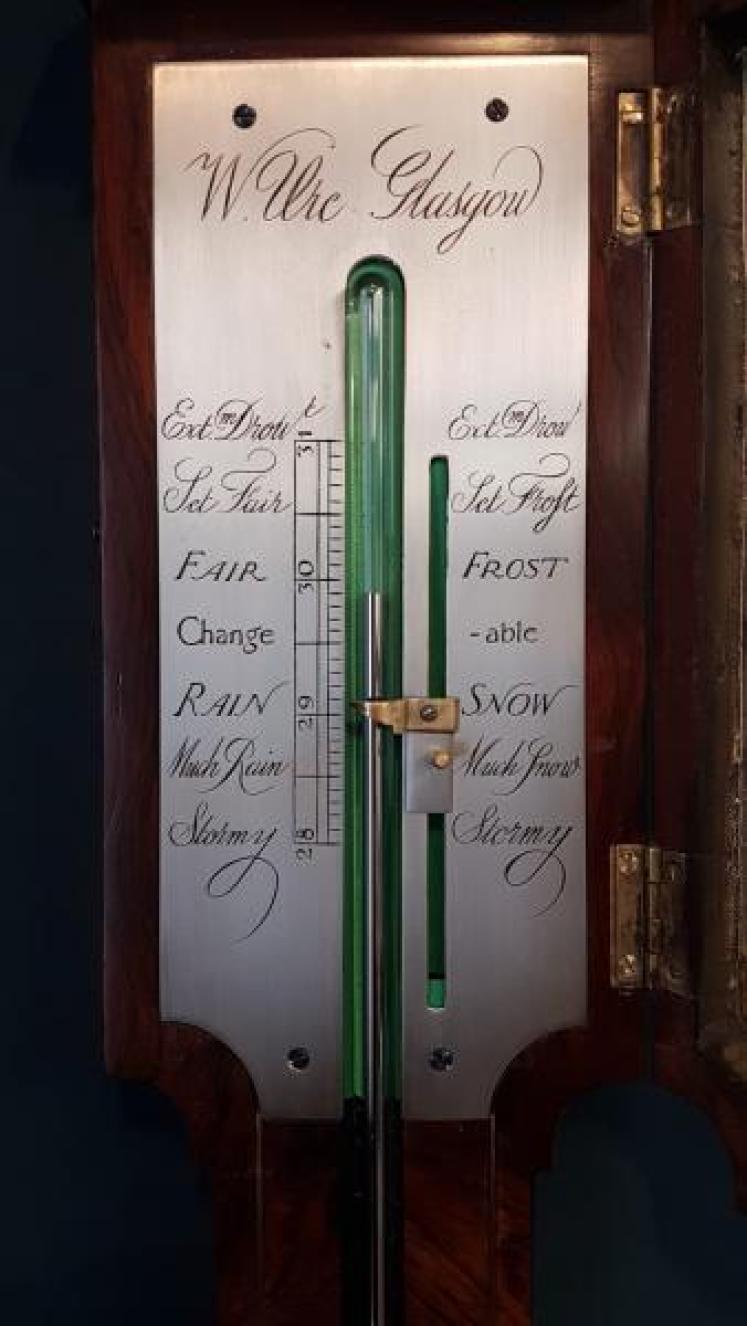 Superb Regency Figured Rosewood Stick Barometer - Image 7