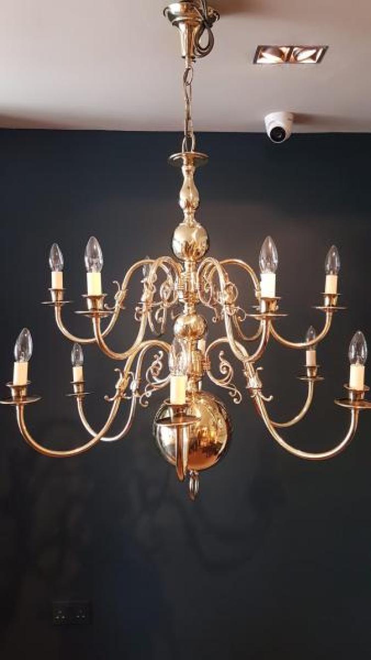 Large Edwardian 12 Arm 2 Tier Chandelier  - Image 1