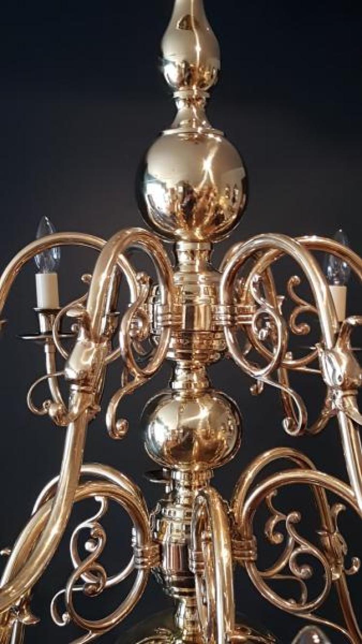 Large Edwardian 12 Arm 2 Tier Chandelier  - Image 6
