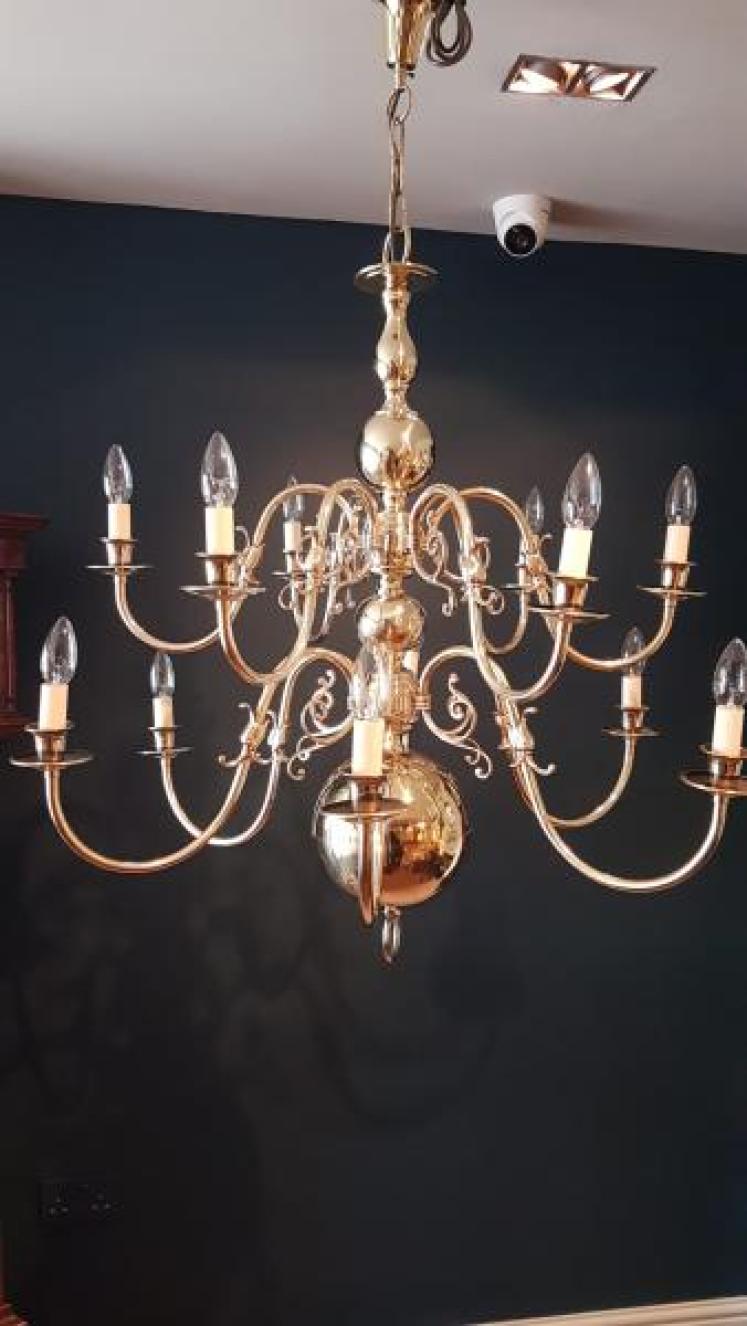 Large Edwardian 12 Arm 2 Tier Chandelier  - Image 7
