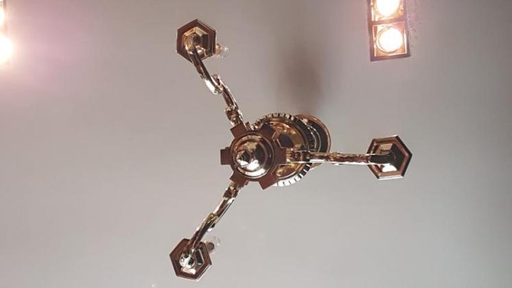 Small Edwardian Cast Brass 3 Arm Chandelier  - Image 2