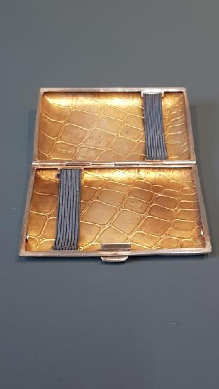 Edwardian Silver Crocodile Skin Design Cheroot Case  - Image 5