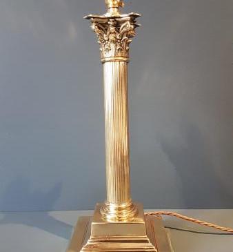 Edward Brass Corinthian Column Table Lamp 